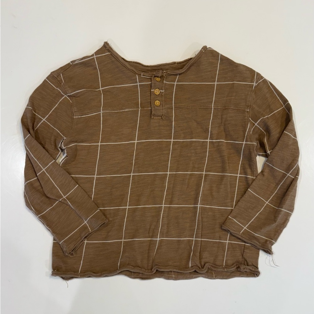 LC Lauren Conrad Kids Brown Plaid Long Sleeve Shirt